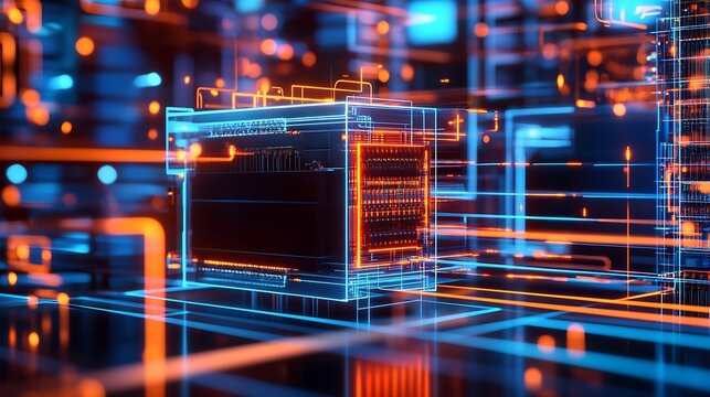 Futuristic Digital Circuit Board Display Featuring Abstract Colorful Neon Lights and Technology Vibes : Generative AI
