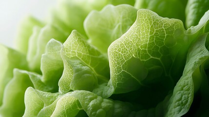 Fototapeta premium Fresh green lettuce leaves showing detailed veins and texture