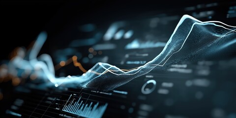 Futuristic interface showing digital financial growth and data flow