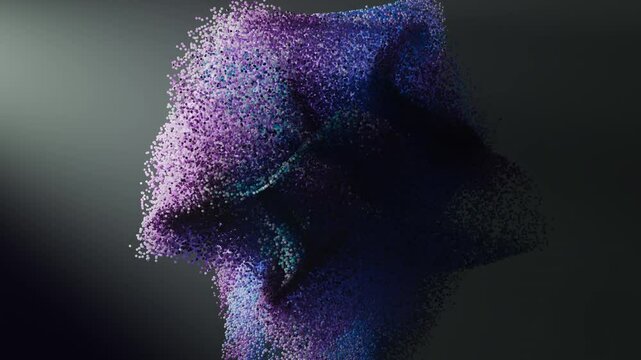 Abstract particle motion design. 3D animation of abstract levitating particles. Background of a group of moving particles.