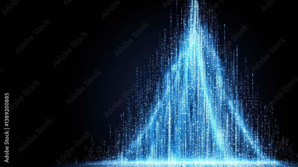 Aufkleber a striking digital representation of a water cascade illuminated in blue, symbolizing innovation and
