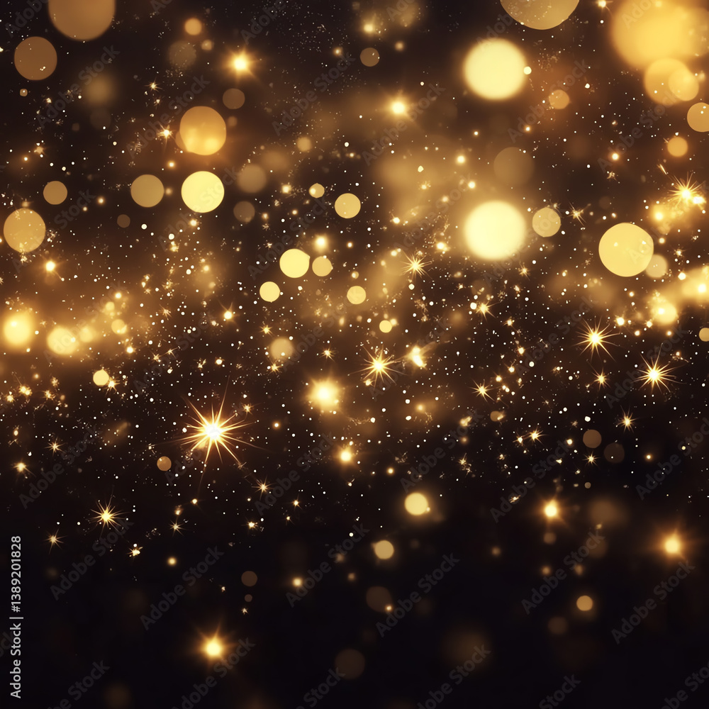 Poster a stunning background of golden bokeh lights sparkling against a dark canvas, perfect for creative p