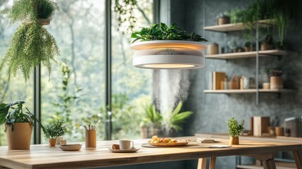Fototapeta premium Modern kitchen pendant light with plants