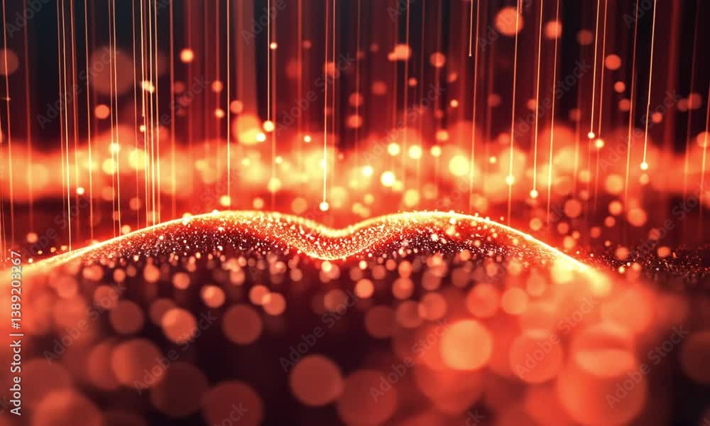 Poster a stunning animation of a heart shape drawn by glimmering red particles pulsating with lifelike rhyt