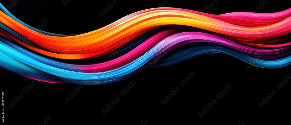 Aufkleber abstract colorful flowing wave on black background modern vibrant gradient design with dynamic movem