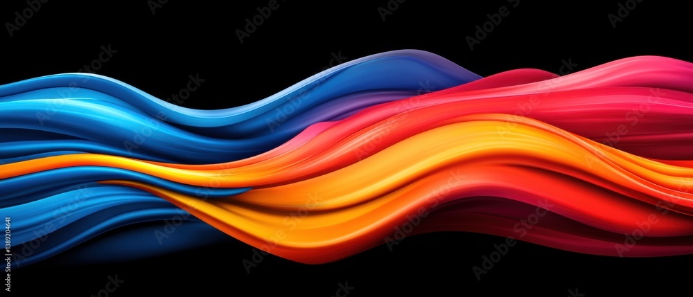 Poster abstract flowing colorful wave on black background modern vibrant gradient fluid design with smooth 
