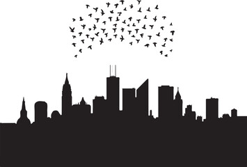 Fototapeta premium Flying Birds City Skyline Bundle