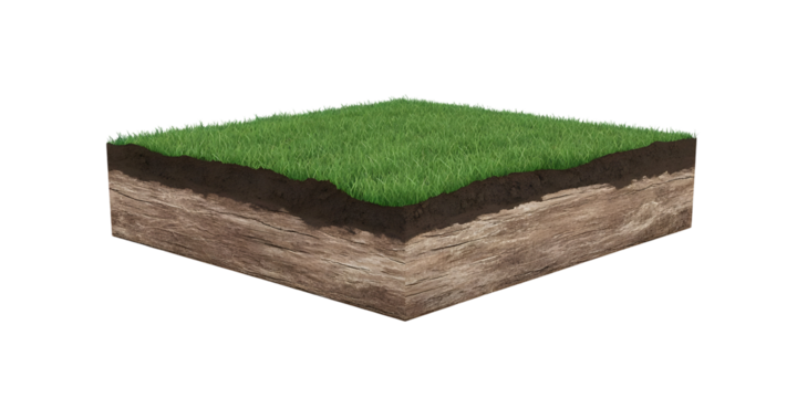 Realistic 3D Illustration Of Grass And Soil Cross Section Isolated On Black - Powered by Adobe