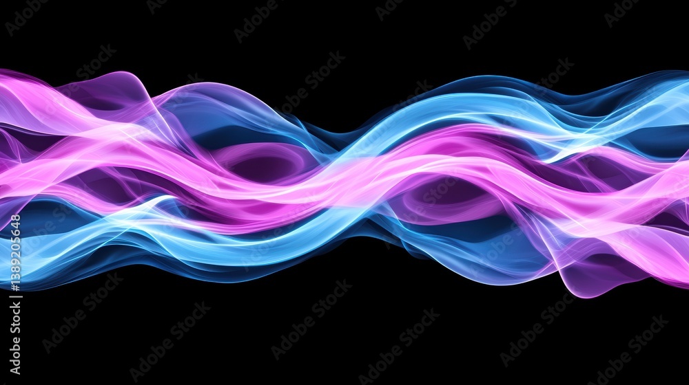 Poster a swirling abstract design of flowing pink and blue waves against a dark background, perfect for dig