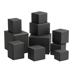 Obraz premium Modern Black Cubic Boxes for Product Display