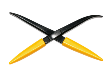 Isolated PNG Photo Of Crossed Yellow And Black Knives On Transparent Background