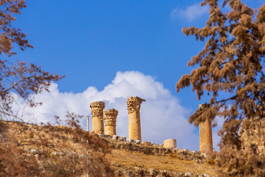 Temple of Zeus columns in Jerash, Jordan