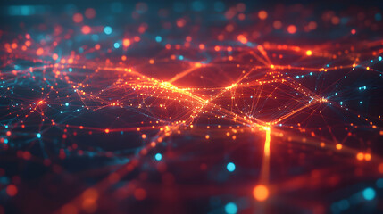 Obraz premium Futuristic digital network with glowing blue and red connections
