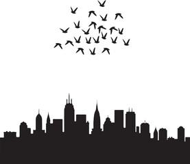Naklejka premium Flying Birds City Skyline Bundle