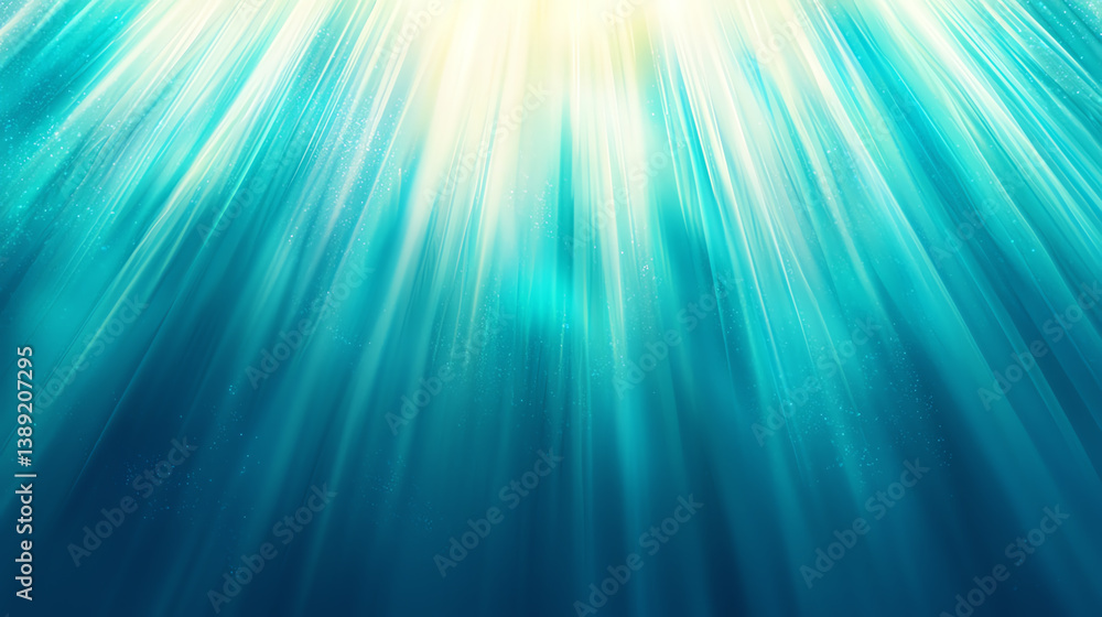 Poster A tranquil blue gradient with luminous rays, evoking calmness and serenity in a natural setting.