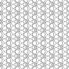 Geometric seamless pattern. Vector decorative ornament of broken lines. Monochrome black grid on white background. Mosaic tile stained glass. Antistress coloring page