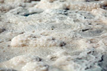 Close up Dead Sea salt mineral formations, Jordan