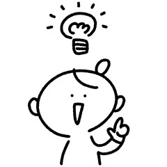 アイデアをひらめいた笑顔の女性・豆電球・インスピレーション