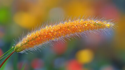 Obraz premium Dew-kissed flower spike in vibrant hues