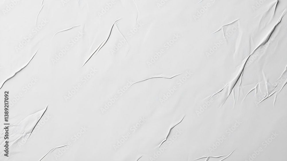 Poster textured close-up of crumpled white paper surface with unique patterns offering a neutral backdrop f