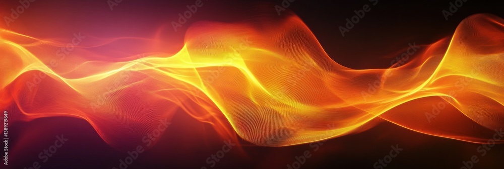Poster Surreal abstract background with glowing energy waves symbolizing movement and weight loss in vibrant warm colors