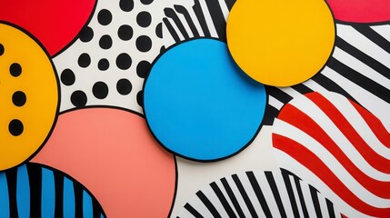Fototapeta premium Colorful Geometric Shapes on Abstract Background with Playful Design
