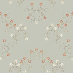 Seamless flowering branches. Floral ornamental pattern.