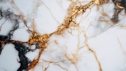 Luxurious White Marble Texture with Gold Veins Background for Elegant Designs