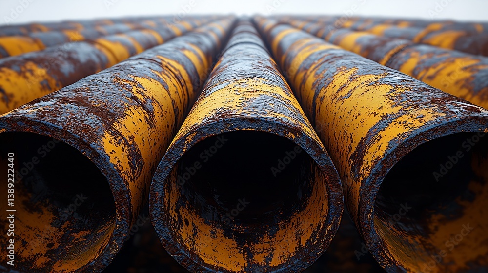 Poster Detailed Image of Weathered Rusty Pipes Showing Texture and Corrosion Patterns : Generative AI