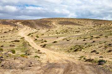 Arid landscape, Island Fuerteventura, Canary Islands, Spain, Europe.