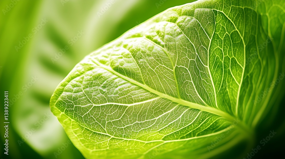 Aufkleber stunning close-up of a green leaf displaying delicate veins with a soft background : generative ai