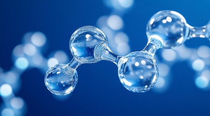 Molecular Structure Illustration Displaying Atoms and Bonds on a Gradient Blue Background