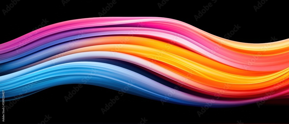 Aufkleber abstract flowing colorful wave on black background modern vibrant gradient design with smooth lines 