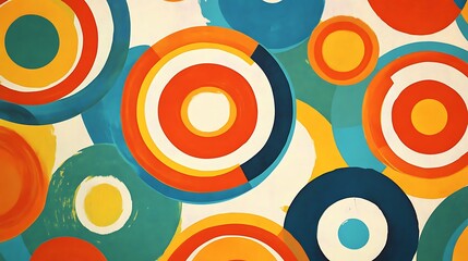 Fototapeta premium Abstract colorful concentric circles pattern.