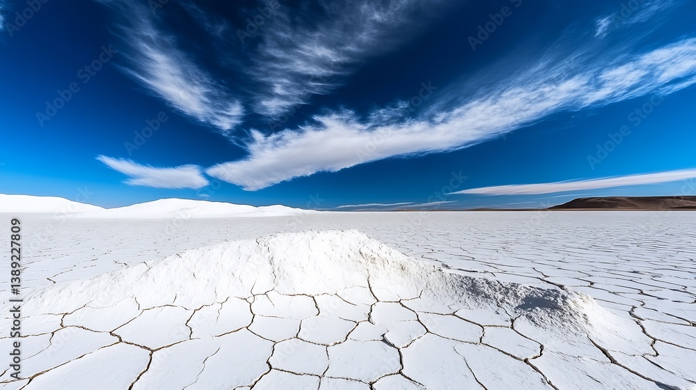 Aufkleber expansive salt flat landscape under a clear blue sky with rolling clouds in the background : generat