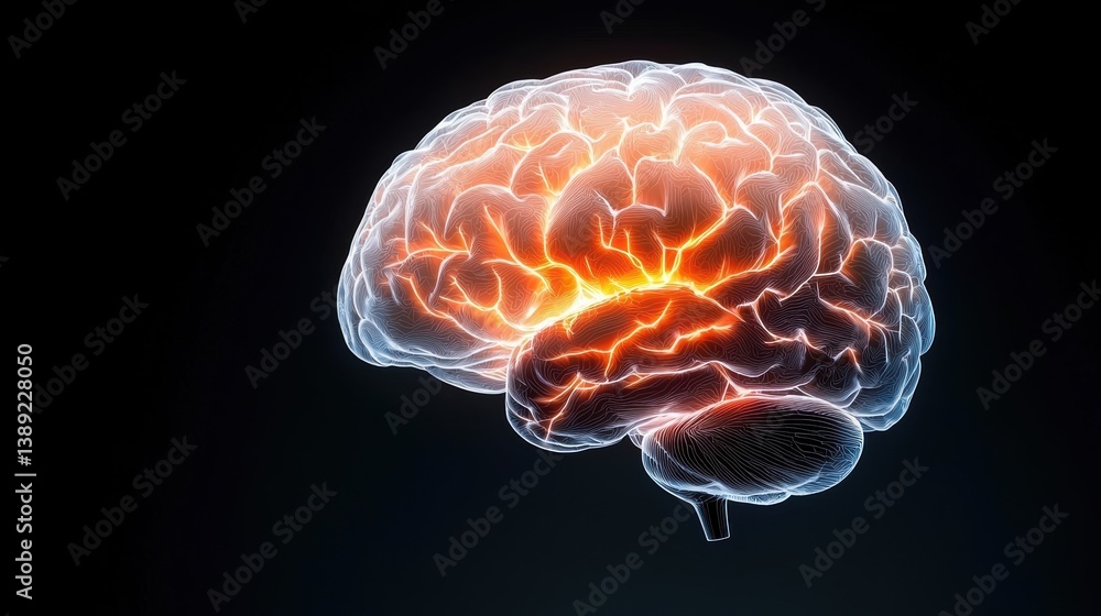 Aufkleber an artistic representation of the human brain, showcasing neural pathways and illuminating connectio