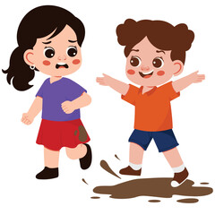 Girl Treading Mud Character Stop Bullying Illustration