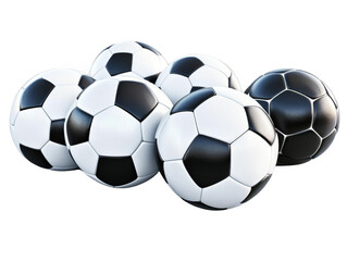 Realistic 3D Render Of Soccer Balls Isolated On Transparent Background