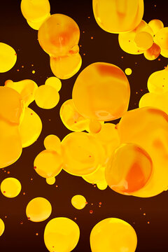Abstract image of yellow bubbles in a lava lamp with a vibrant glow