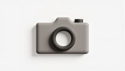 Minimalist 3D Render Of A Digital Camera On White Background