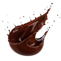Realistic splashing chocolate in mid-air motion, perfect for food ads, snack packaging, or beverage branding. High-quality PNG with crisp details for mouthwatering designs.