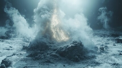 Fototapeta premium Alien landscape with volcanic fire