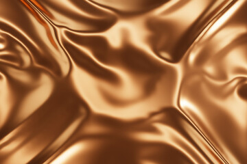 Luxurious abstract background with smooth, flowing metallic texture in warm bronze tones. Shiny, reflective surface with soft waves. Perfect for elegant branding, digital art, and design projects.	
