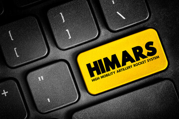 Fototapeta premium HIMARS - High Mobility Artillery Rocket System is a light multiple rocket launcher, acronym concept button on keyboard