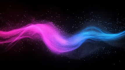 Colorful Glittering Dust Wave in Motion on Dark Background