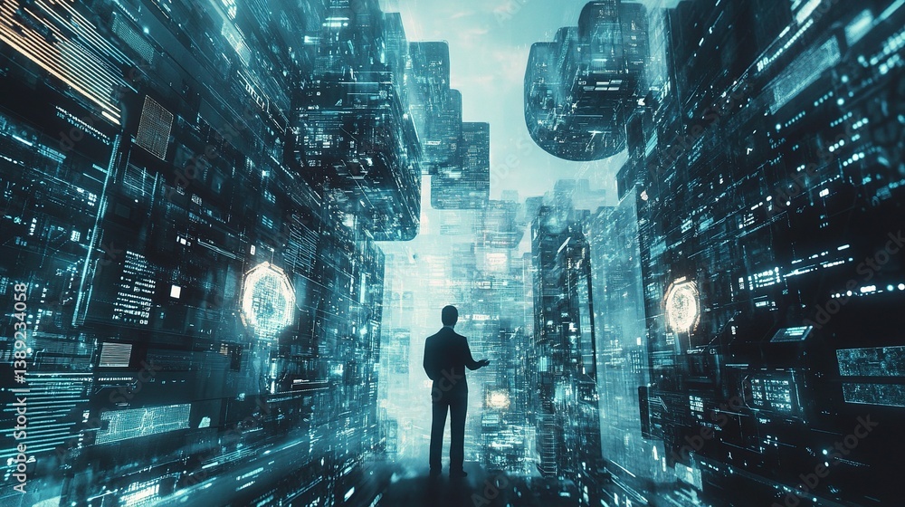Aufkleber advanced technology visualization with double exposure effect