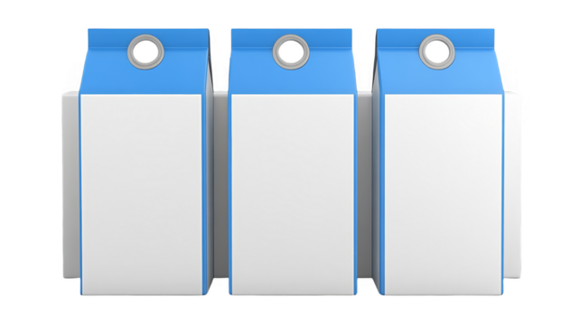 Three Isolated Blue Tags With White Paper And Silver Hole Abstract Illustration