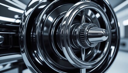 Close Up Of Chrome Mechanical Parts And Components System Architecture Design