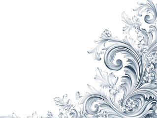 White Baroque Ornament Corner Decoration Illustration On Black Background