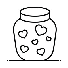 Love Jar vector outline icon. EPS 10 file
